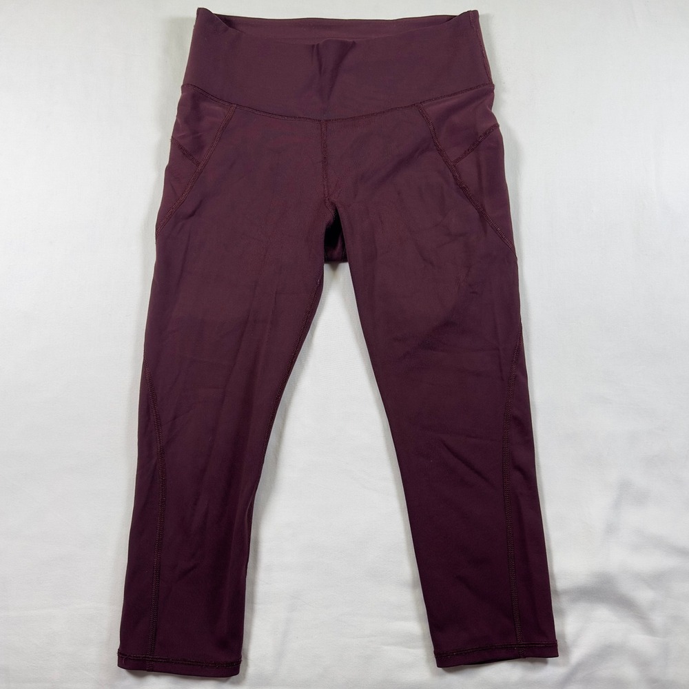 Athleta Leggings Womens Medium Cropped Stretch Burgundy Yoga Pants